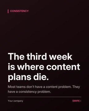 Cover slide: Consistency. The third week is where content plans die.